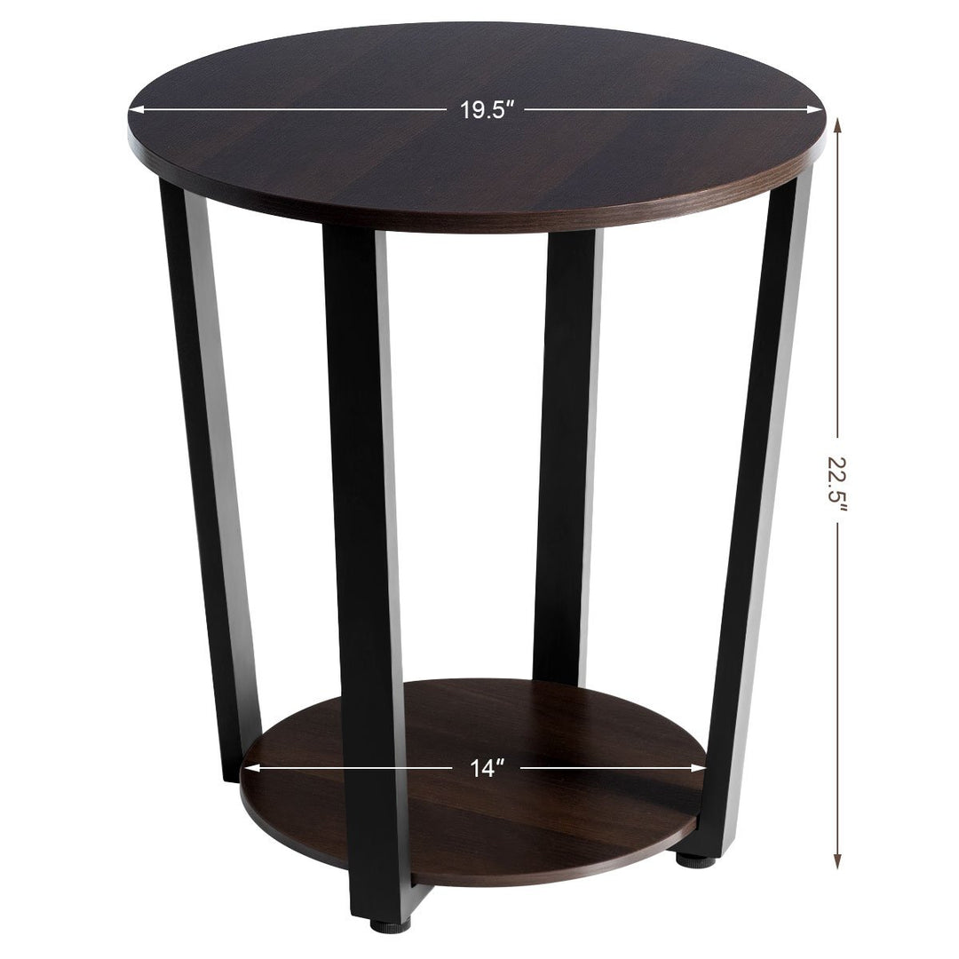 Set of 2 Nightstand Industrial End Table Sofa Side Table Shelf Image 4