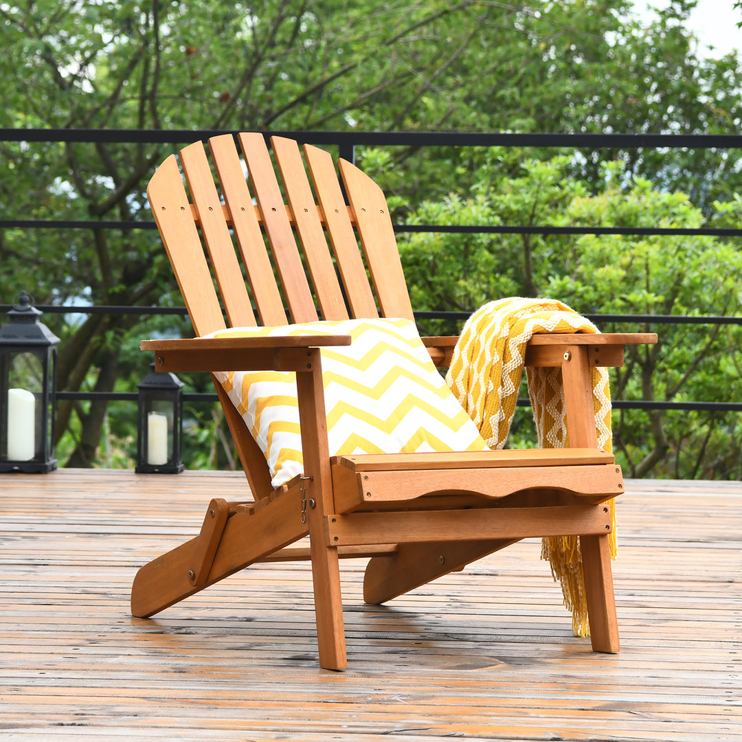 3PCS Patio Wooden Adirondack Chair Table Set Folding Seat Furniture Garden Image 9