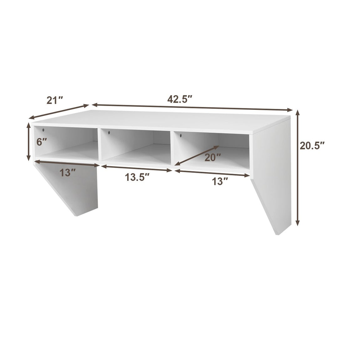 Wall Mounted Floating Computer Table Desk Home Office Furni Storage Shelf White Image 2