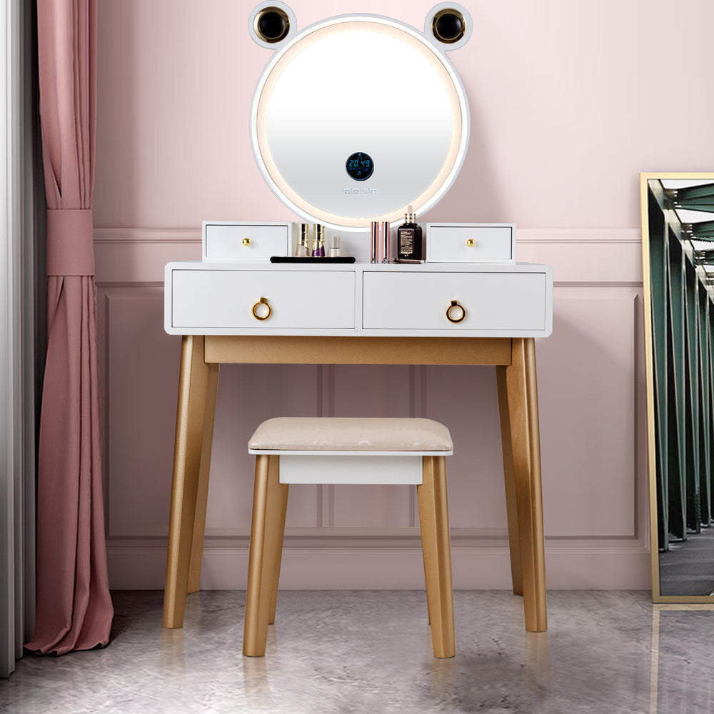 Vanity Dressing Table Set Touch Screen Dimming Mirror Image 2