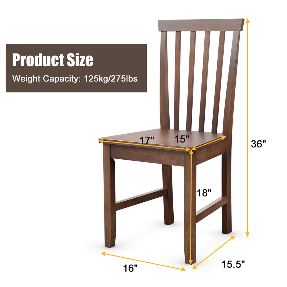 4 PCS Dining Chair Kitchen Spindle Back Side Chair with Solid Wooden Leg Image 2