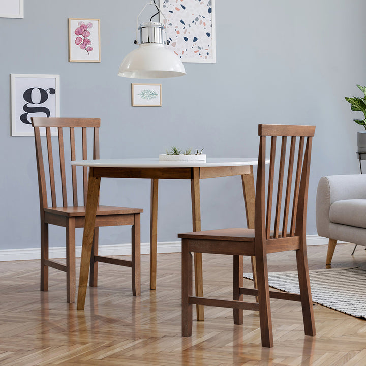 Set of 2 Dining Chair Brown Kitchen Spindle Back Side Chair with Solid Wooden Legs Image 3