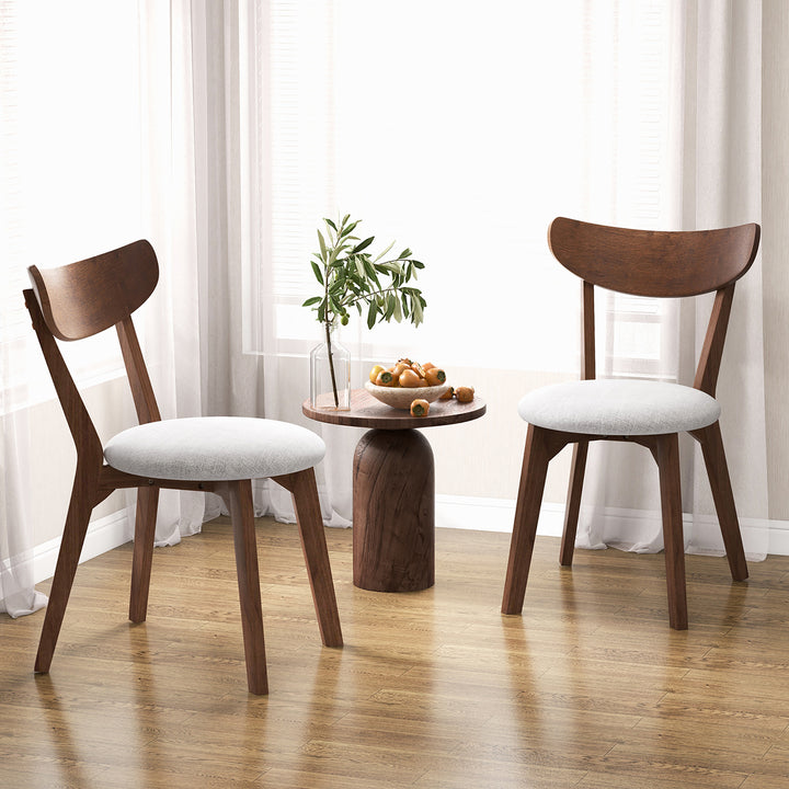 Set of 2 Dining Chair Upholstered Curved Back Side Chair with Solid Wooden Legs Image 2