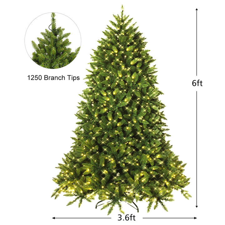 6ft Pre-lit PVC Christmas Fir Tree Hinged 8 Flash Modes w/ 650 LED Light Image 4