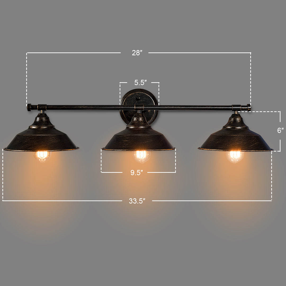 Modern Industrial 3-Light Bathroom Wall Sconce Fixture Vanity/Bathroom Wall Lamp Image 3