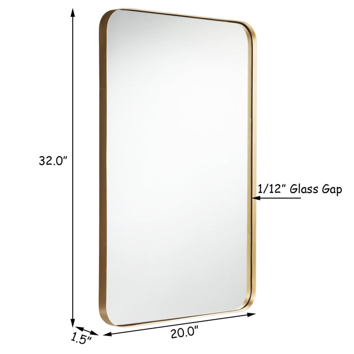 32"x20" Wall-Mounted Rectangle Mirror Metal Frame Bathroom Entryway Gold Image 3