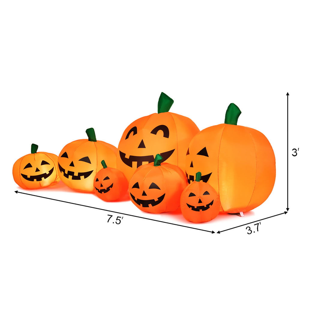 7.5 Halloween Inflatable 7 Pumpkins Patch W/LED Light Outdoor Garden Decoration Image 3