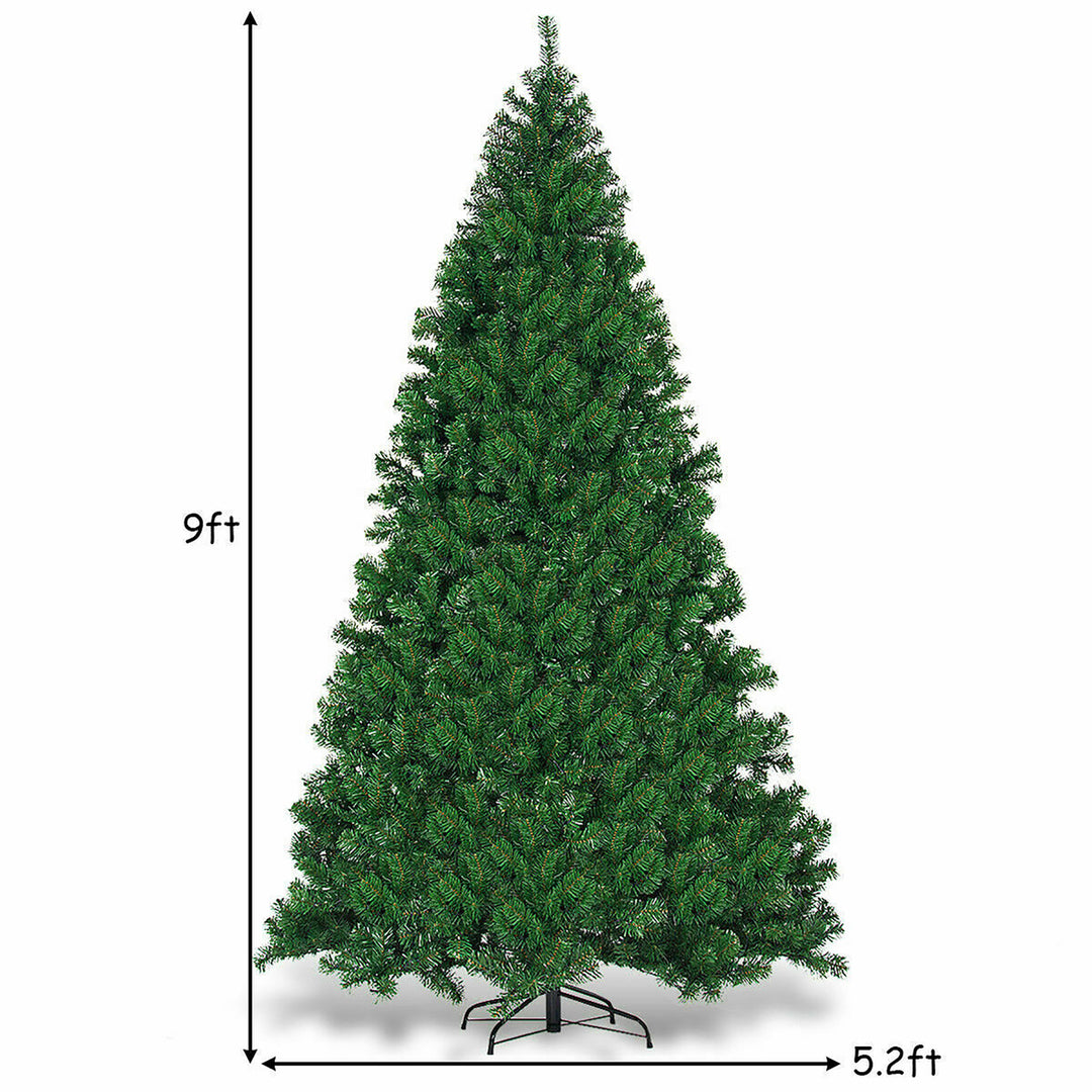 9Ft Pre-Lit PVC Christmas Tree Hinged 700 LED Lights Green Image 4