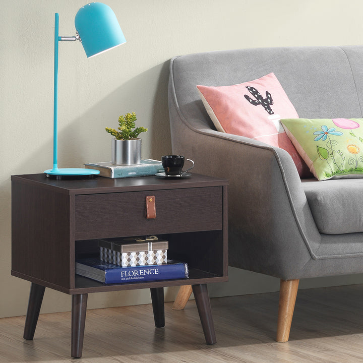 Set of 2 Nightstand Sofa Side End BedsideTable Drawer Image 3