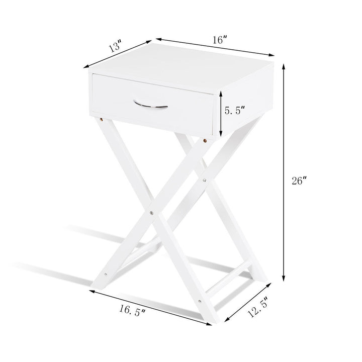 Nightstand X-Shape Drawer Accent side End Table Modern Home Furniture White Image 2