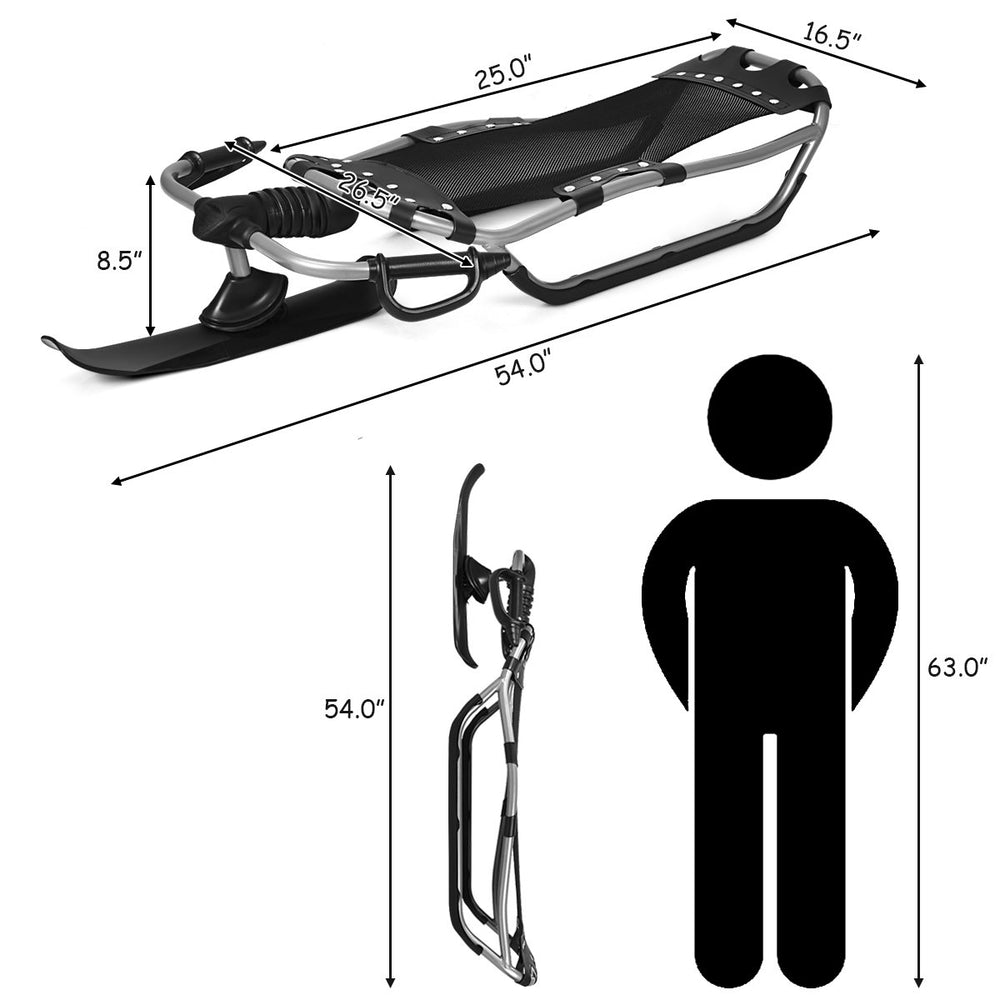 Snow Racer Sled Textured Grip Handles Mesh Seat Snow Slider Image 2