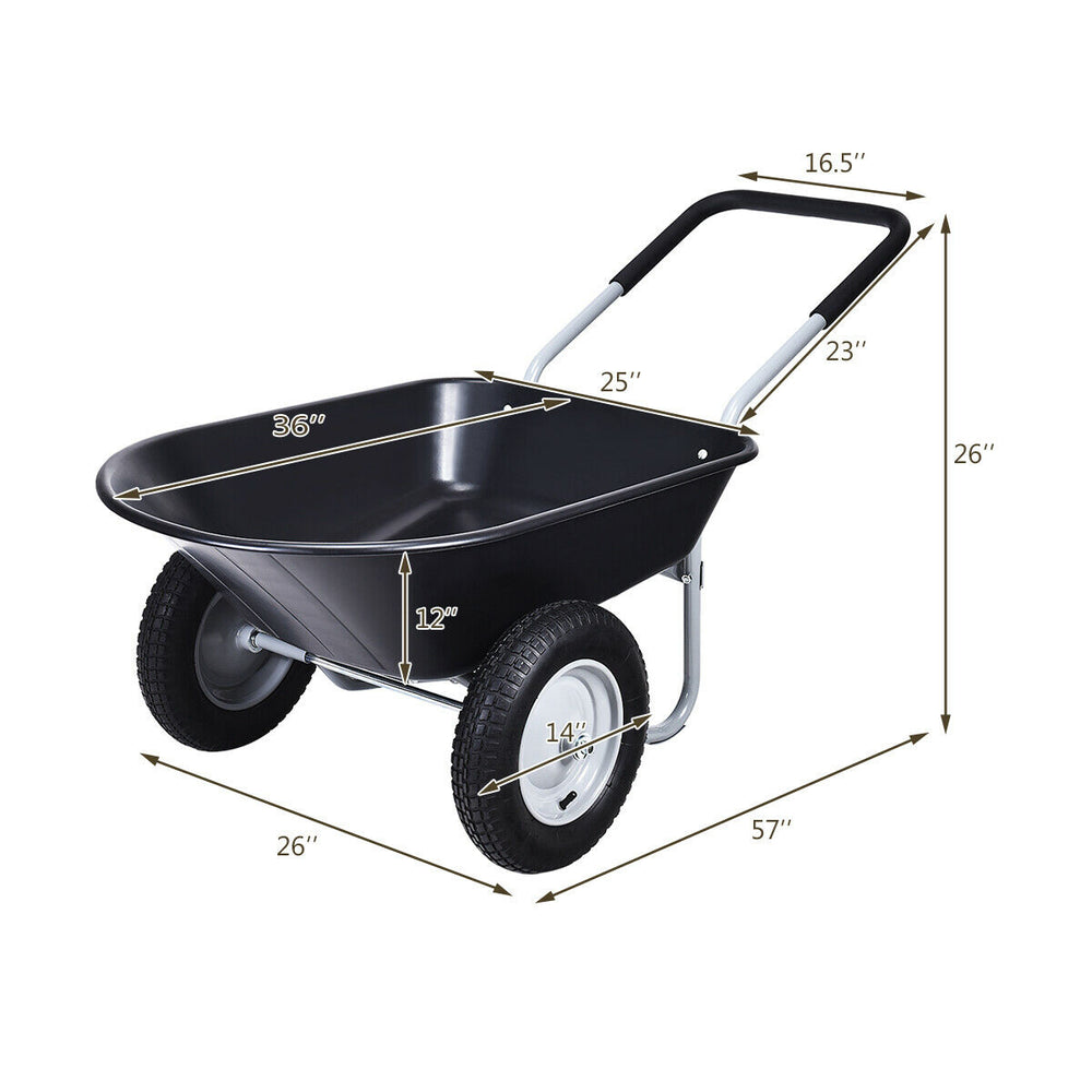 2 Tire Wheelbarrow Cart Heavy-duty Dolly Utility Cart Black Image 2