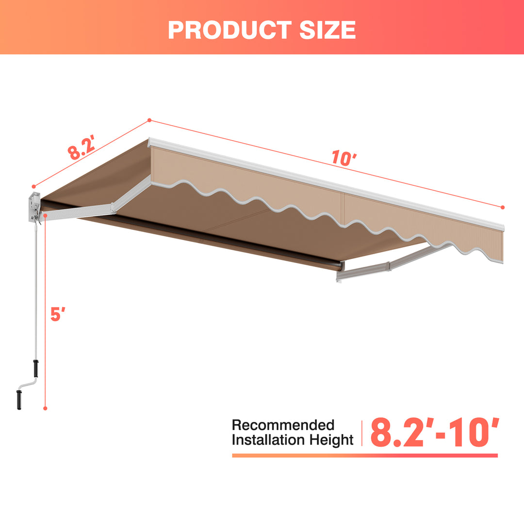 10 x 8 Retractable Awning Patio sun shade w/Crank Handle Image 4