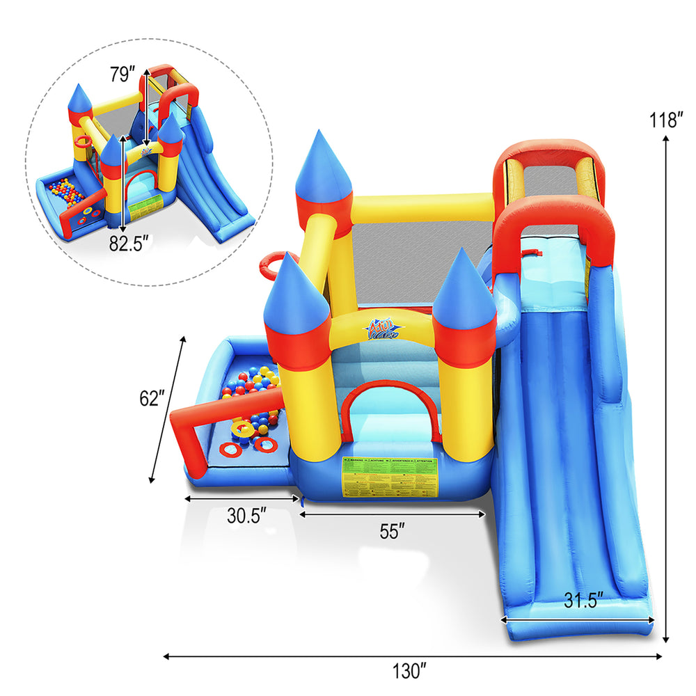 Inflatable Bounce House Slide Bouncer Kids Castle Jumper w/ Balls and 780W Blower Image 2