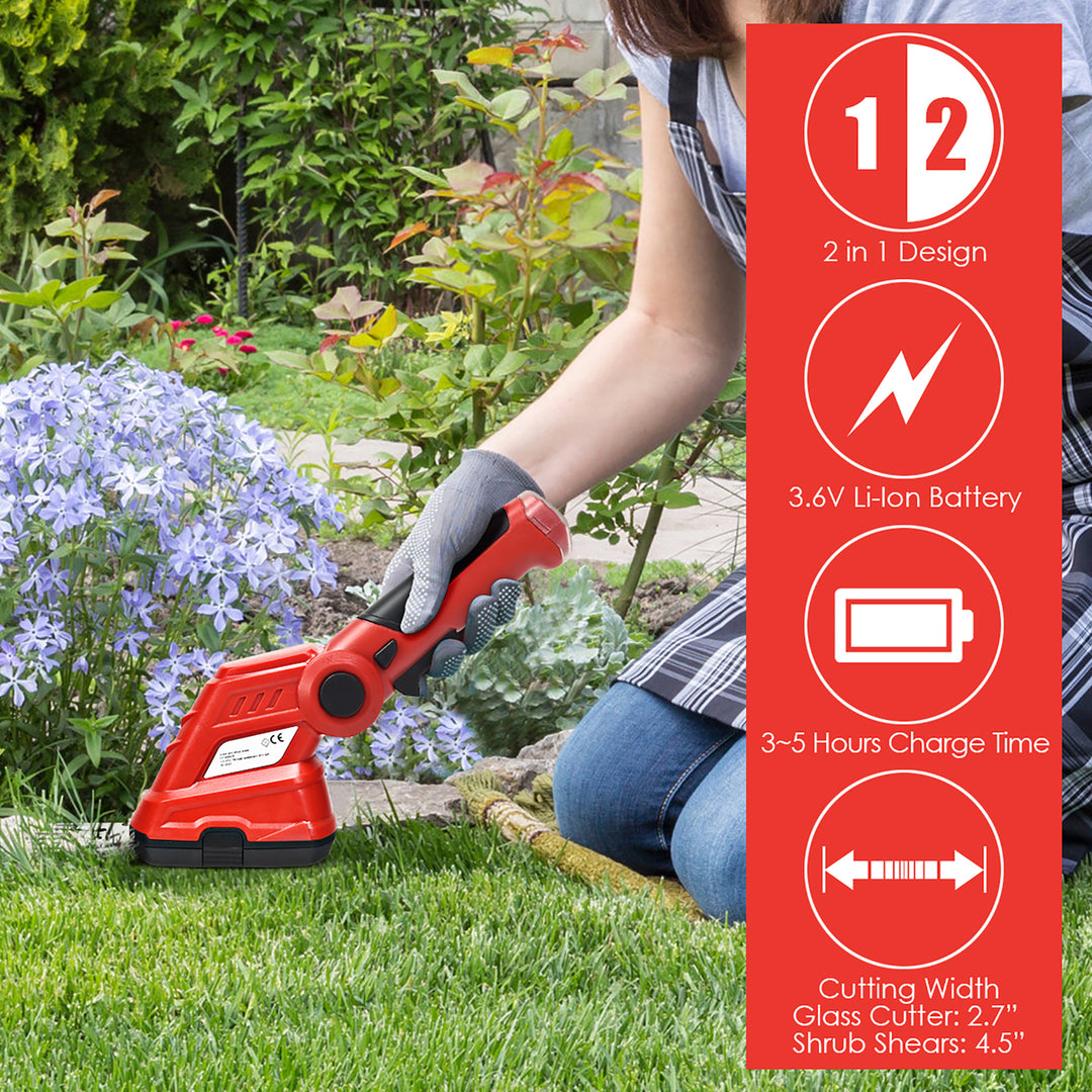 IRONMAX 3.6V 2-in-1 Cordless Grass Shear Cutter Shrub Trimmer w/Rechargeable Battery Image 3