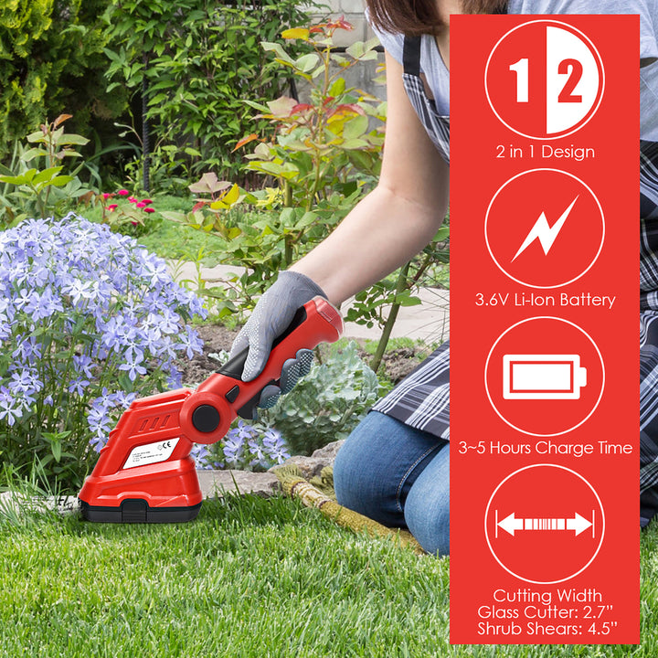 IRONMAX 3.6V 2-in-1 Cordless Grass Shear Cutter Shrub Trimmer w/Rechargeable Battery Image 3