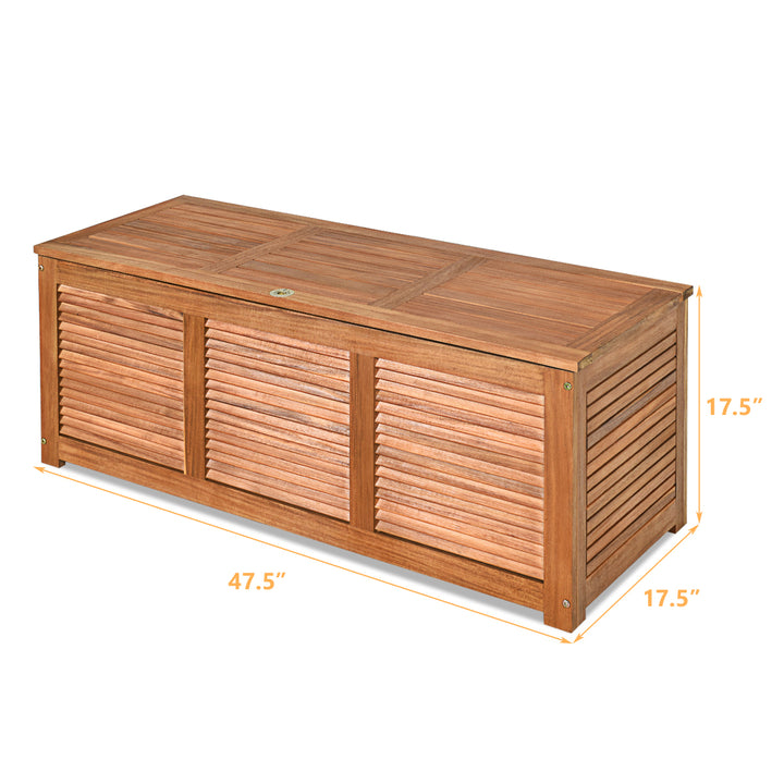 47 Gallon Deck Storage Acacia Wood Organization Toys Cushions Tools Image 2