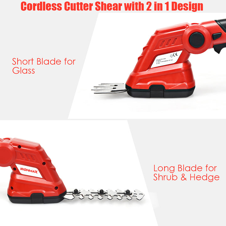 IRONMAX 3.6V 2-in-1 Cordless Grass Shear Cutter Shrub Trimmer w/Rechargeable Battery Image 4