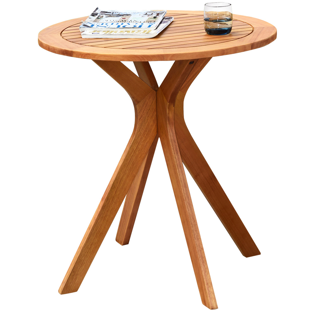 27 Outdoor Round Table Solid Wood Coffee Side Bistro Table Image 2