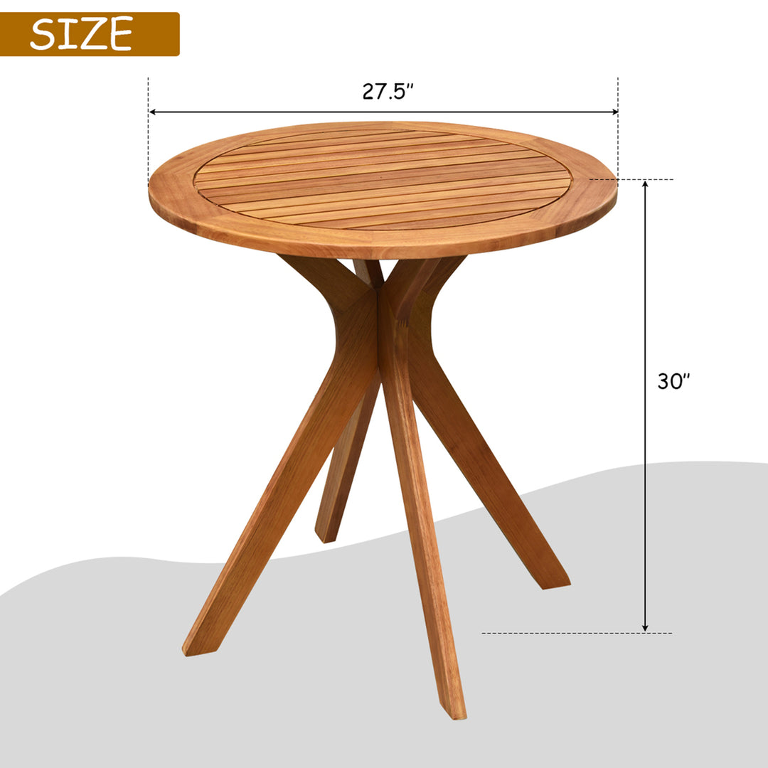 27 Outdoor Round Table Solid Wood Coffee Side Bistro Table Image 3