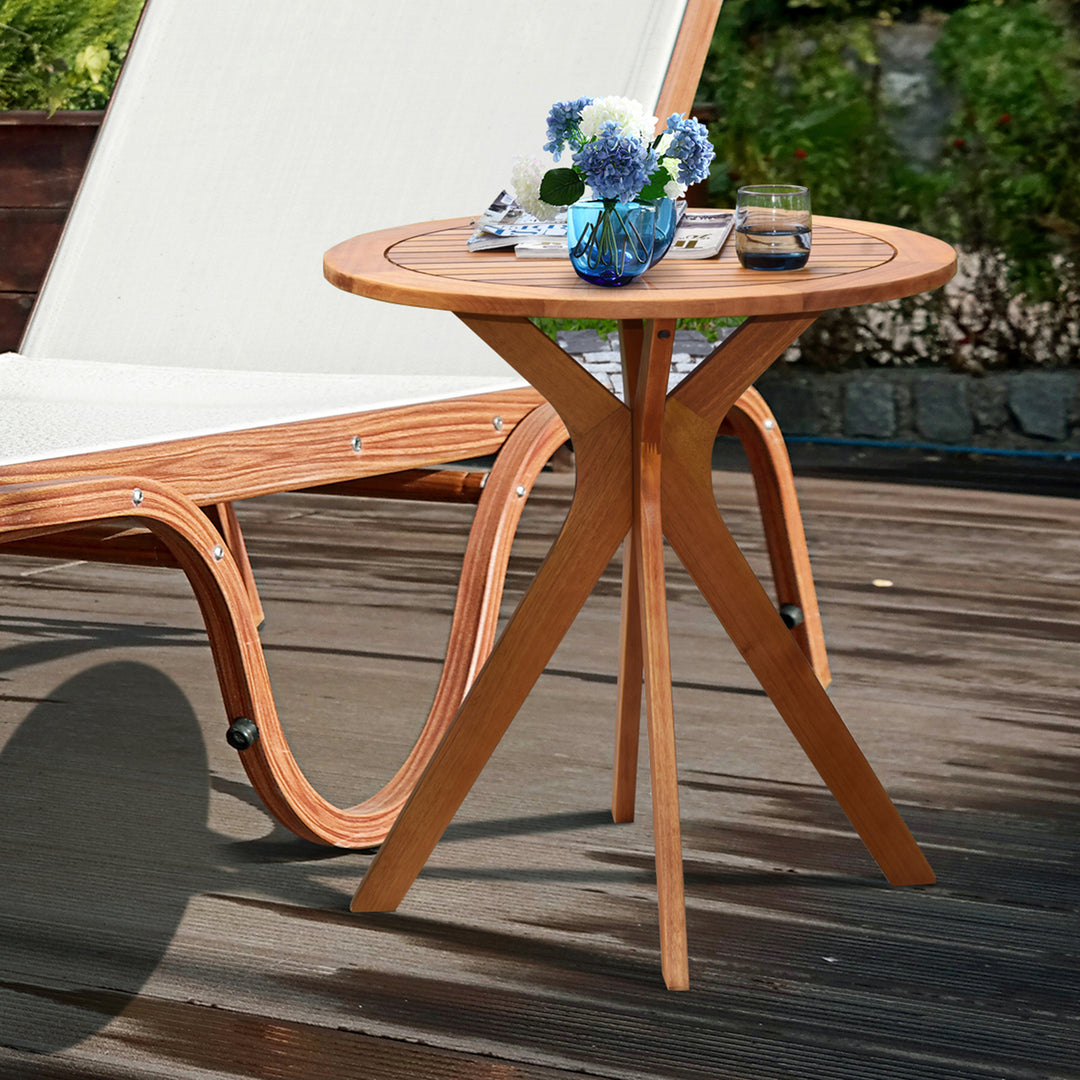 27 Outdoor Round Table Solid Wood Coffee Side Bistro Table Image 4