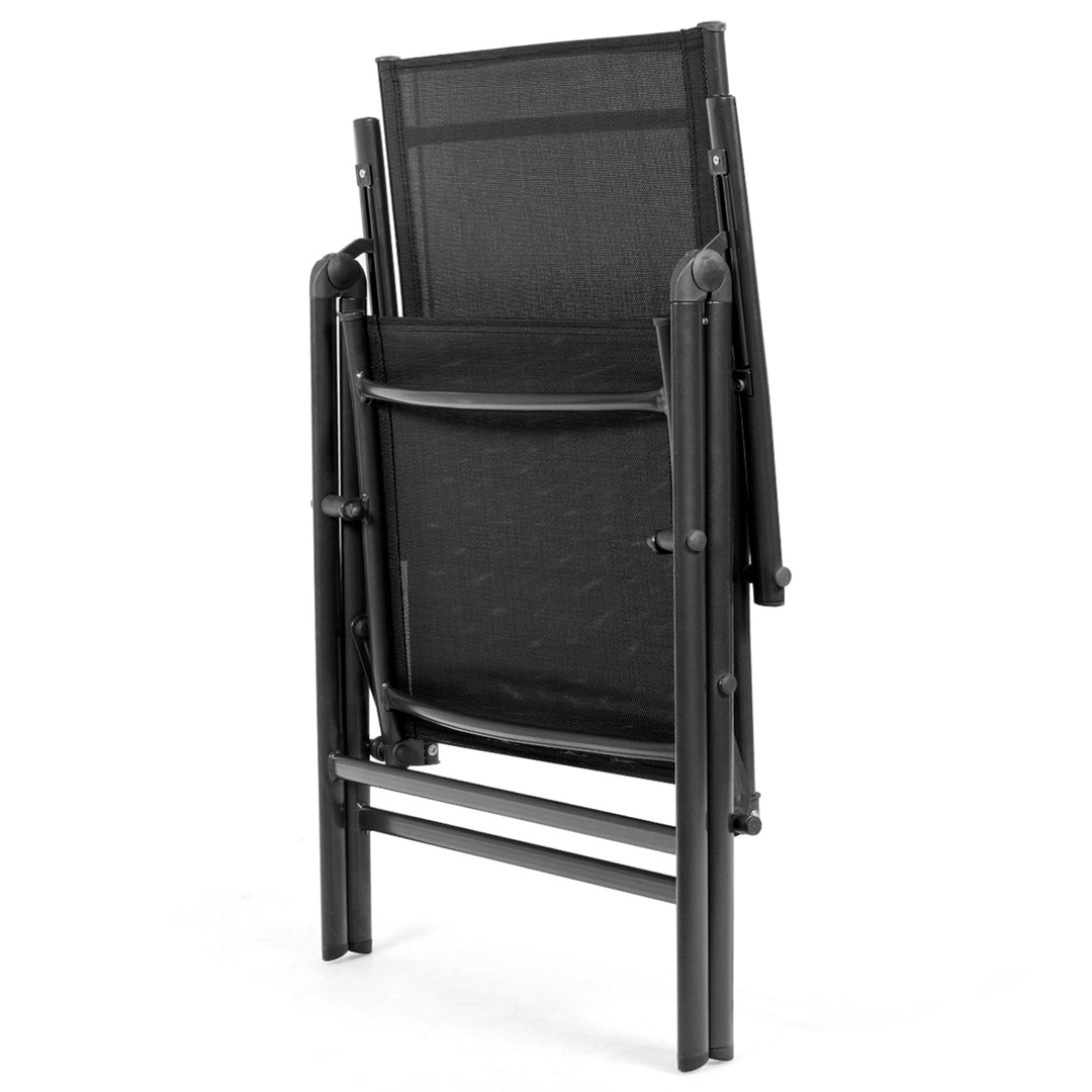 Set of 2 Patio Folding Chair Recliner Adjustable Black Image 4