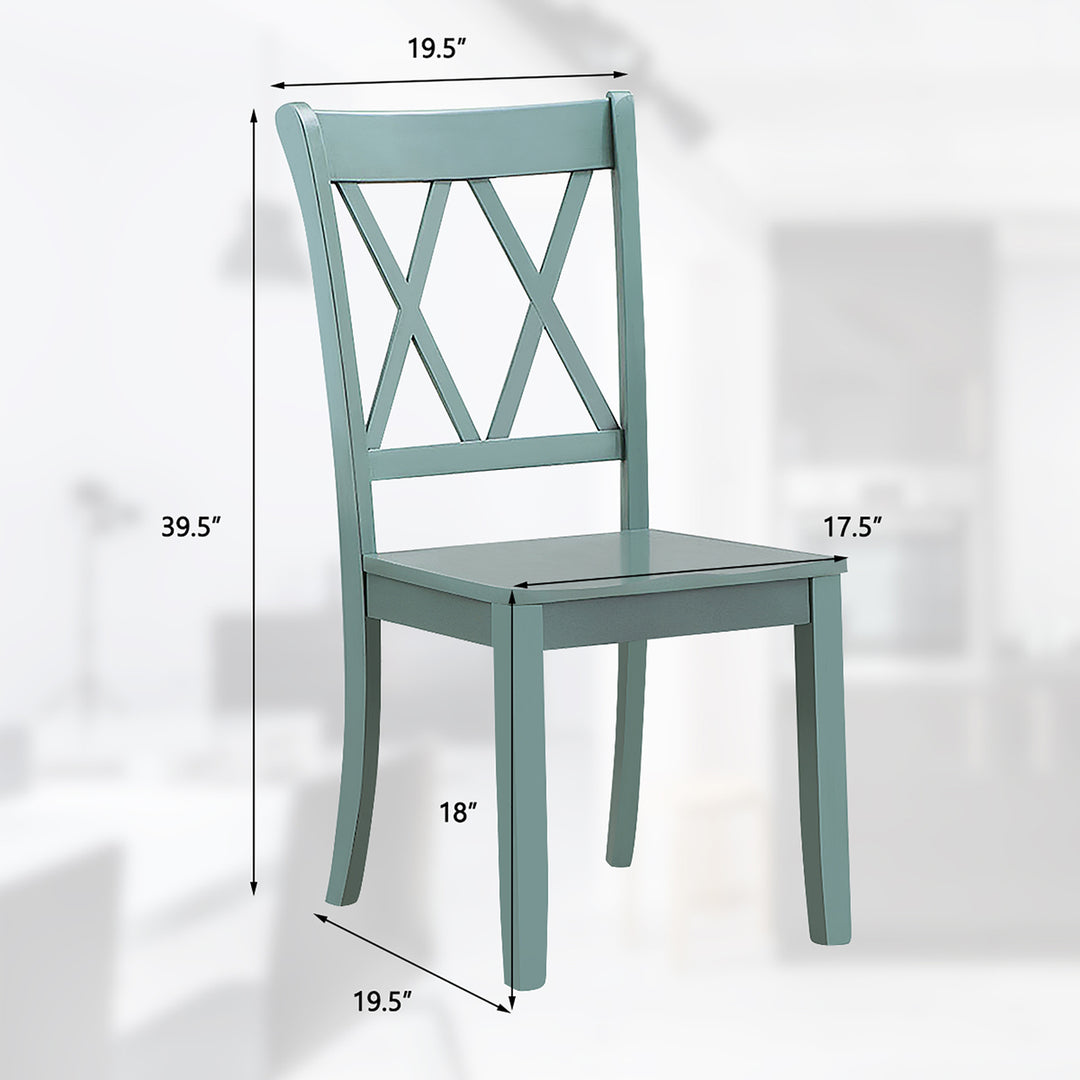 Set of 2 Wood Dining Chair Cross Back Dining Room Side Chair Mint Green Home Kitchen Image 3