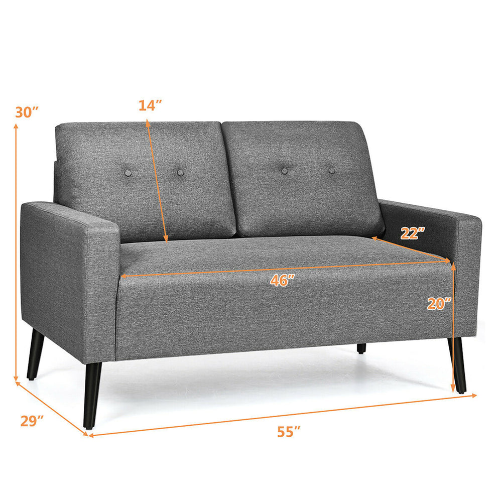 Modern Loveseat Sofa 55 Upholstered Chair Couch with Soft Cloth Cushion Grey Image 2