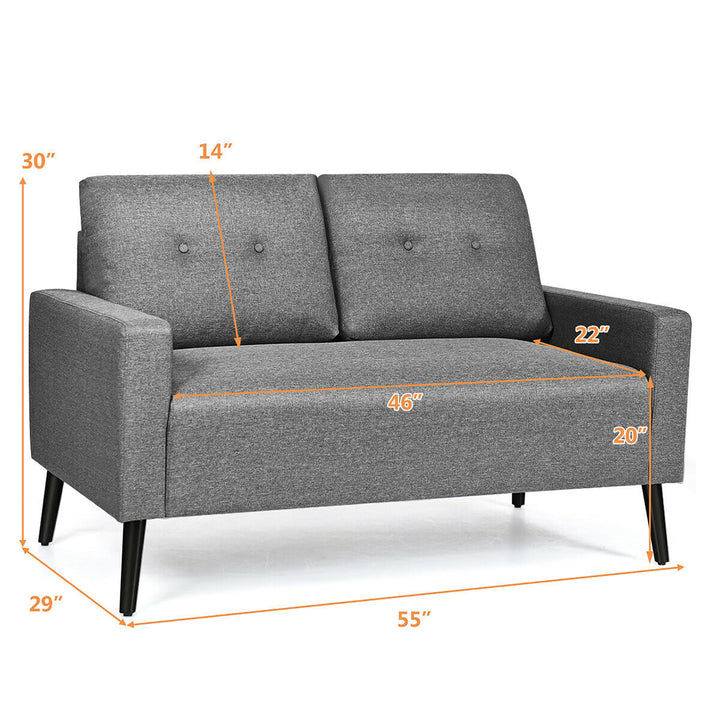 Modern Loveseat Sofa 55 Upholstered Chair Couch with Soft Cloth Cushion Grey Image 2