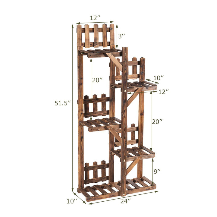 5-Tier Flower Rack Wood Plant Stand 6 Pots Display Shelf Multifunctional Rack Image 2