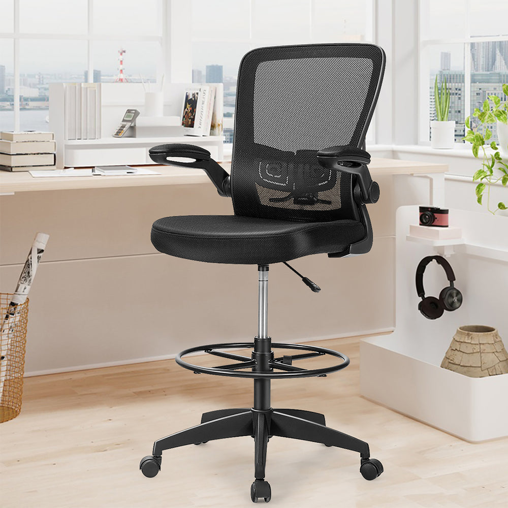 Tall Office Chair Adjustable Height w/Lumbar Support Flip Up Arms Image 2