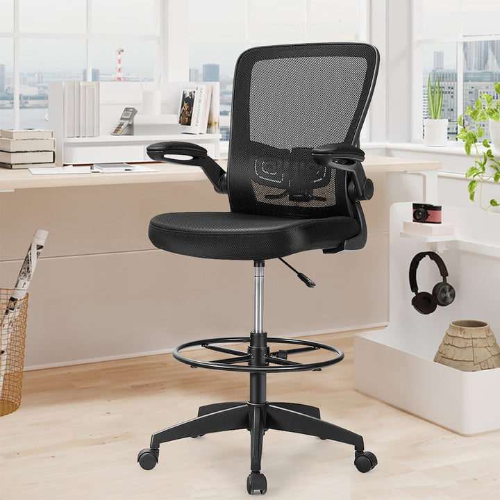 Tall Office Chair Adjustable Height w/Lumbar Support Flip Up Arms Image 2