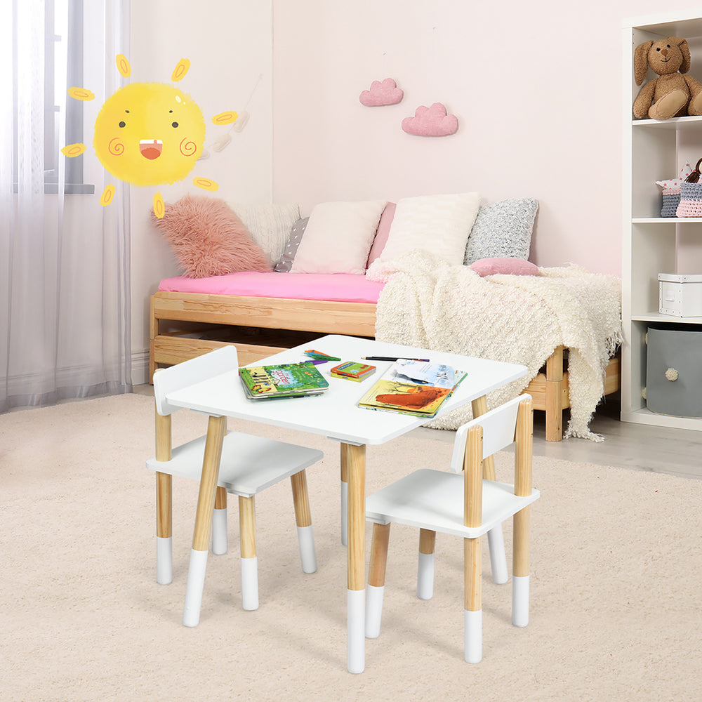 Kids Wooden Table and 2 Chairs Set Children Activity Table Set Image 2