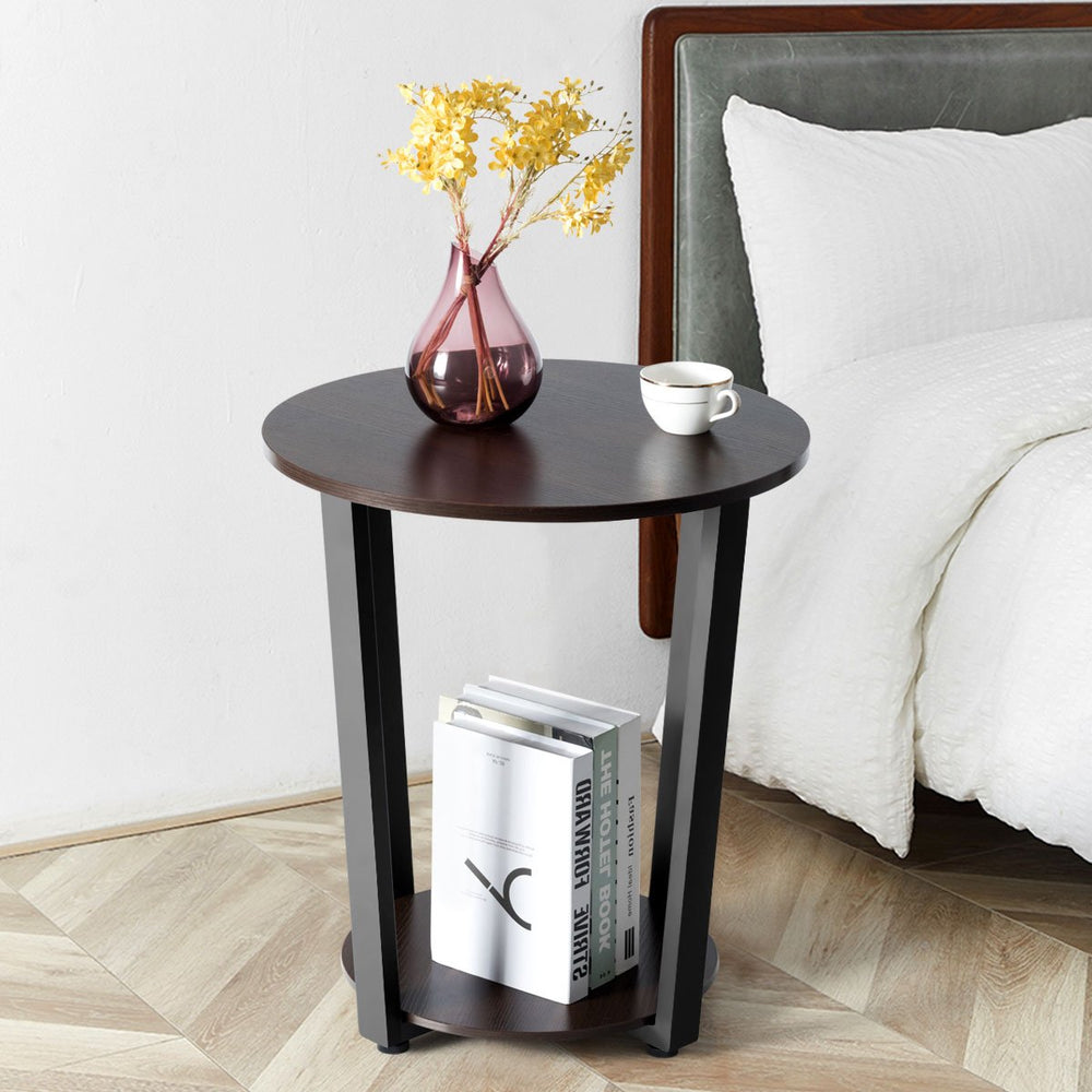 Industrial End Table Sofa Side Table Nightstand Storage Shelf Image 2