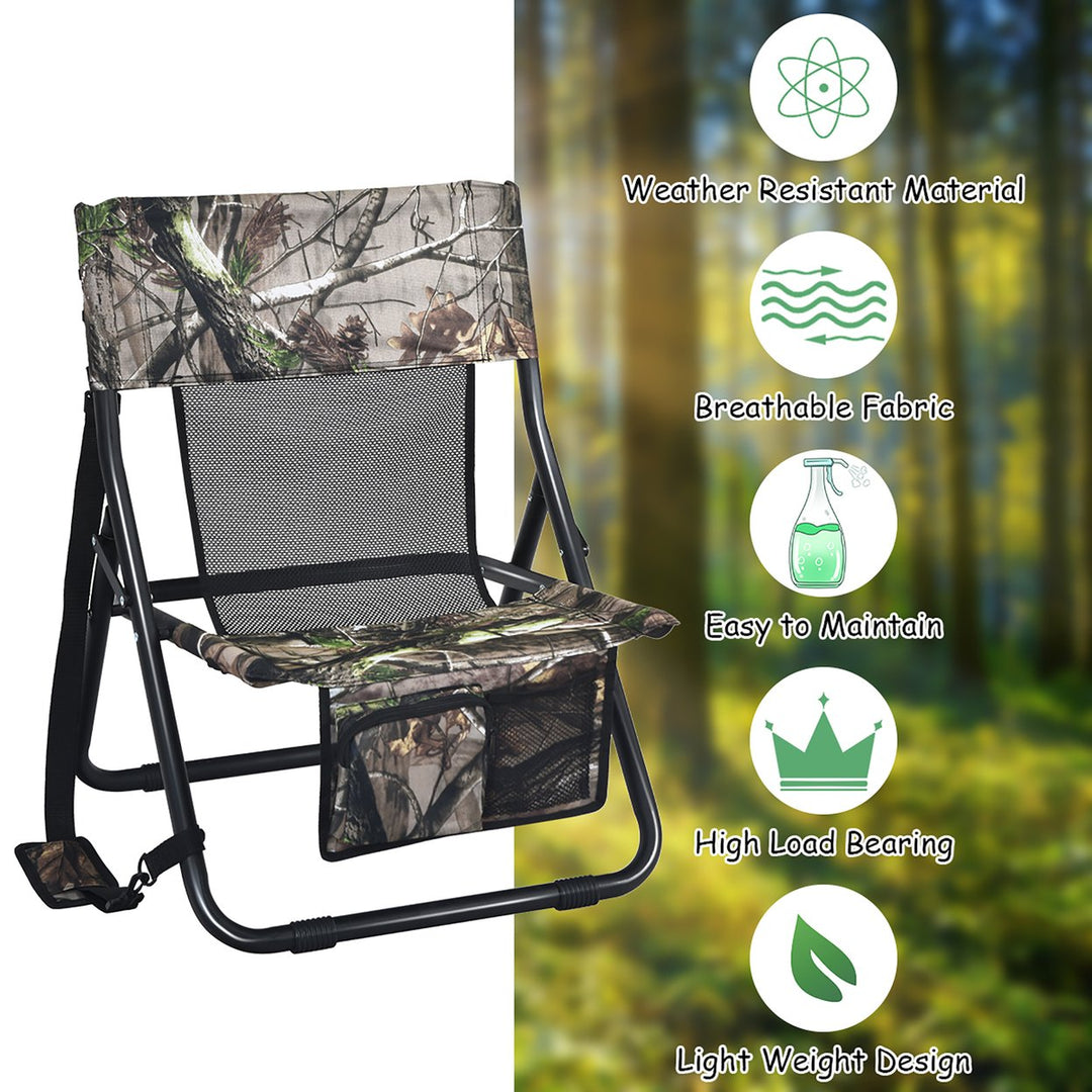 Folding Hunting Chair Portable Outdoor Camping Woodland Camouflage Hunting Seat Image 4