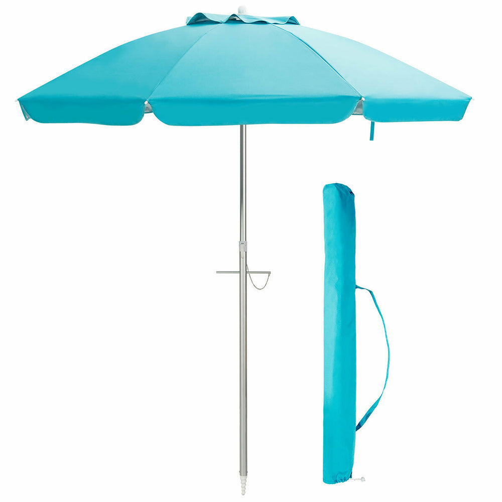 6.5FT Patio Beach Umbrella Sun Shade Tilt W/Carry Bag Blue Image 2