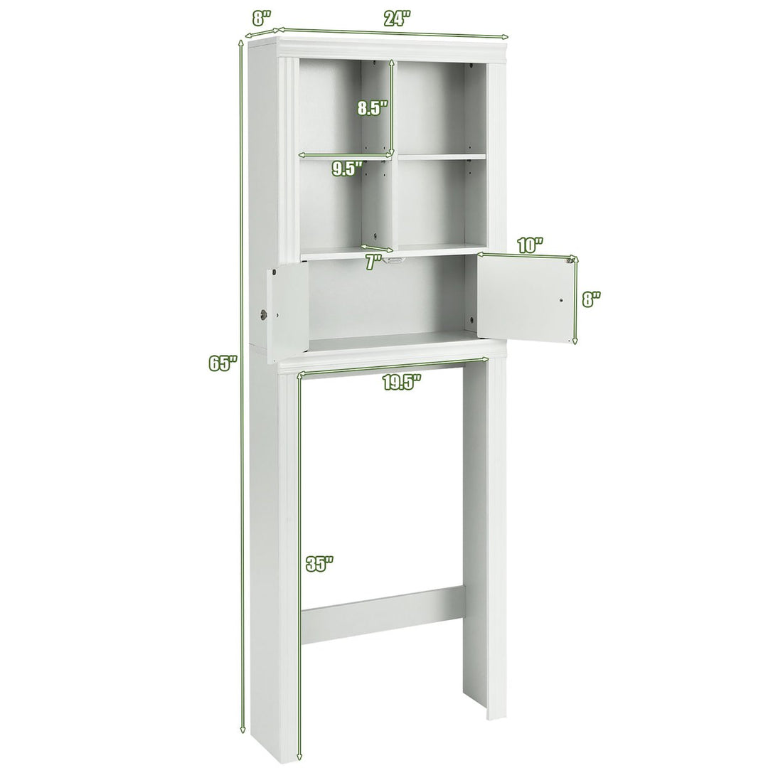 Over the Toilet Storage Rack Bathroom Space Saver w/ Adjustable Shelf and Cabinet Image 2