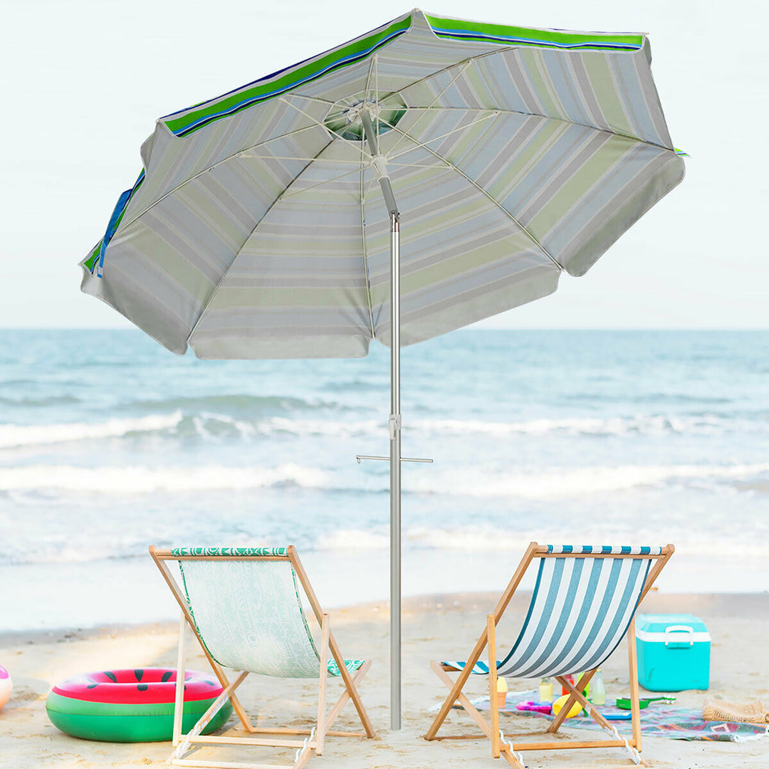 6.5FT Patio Beach Umbrella Sun Shade Tilt W/Carry Bag Turquoise Image 4