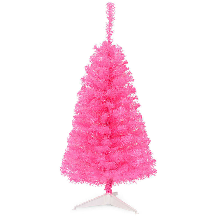 3 ft Premium Artificial Christmas Mini Tree Holiday Season Pink w/ Plastic Stand Image 2