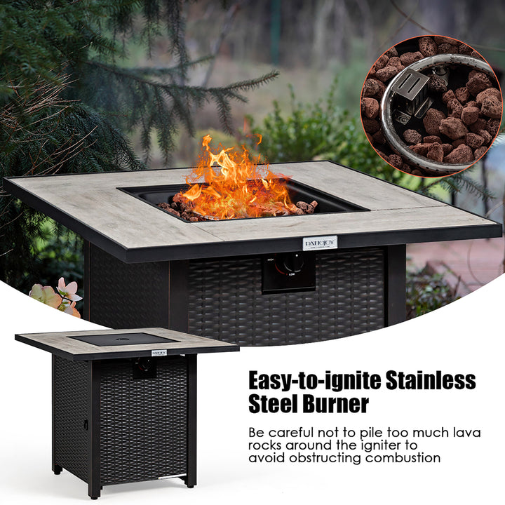 30 Square Propane Gas Fire Pit Table Ceramic Tabletop 50,000 BTU with Cover Image 4