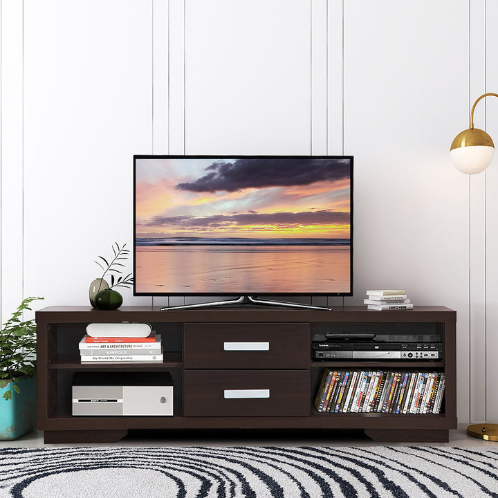 TV Stand Entertainment Center Hold up to 65 TV with Storage Shelves and Drawers Image 2