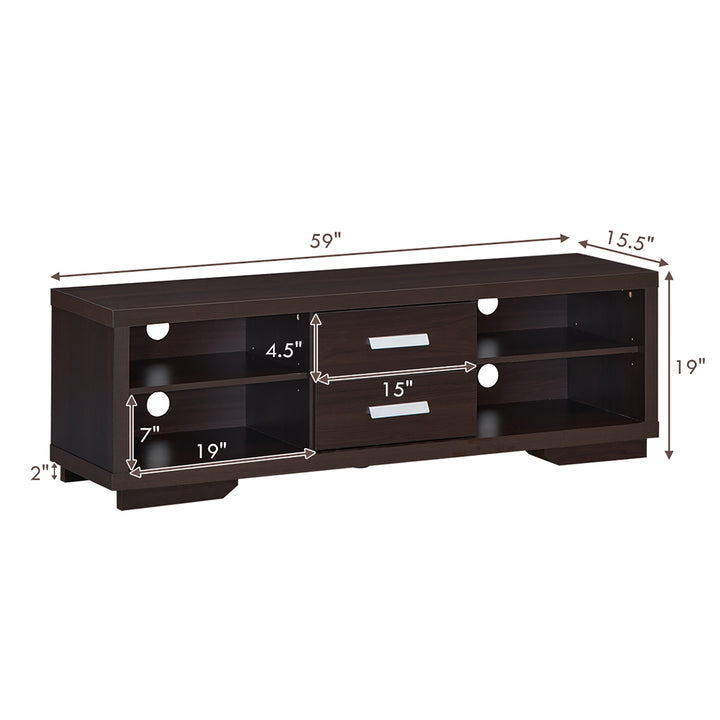 TV Stand Entertainment Center Hold up to 65 TV with Storage Shelves and Drawers Image 3