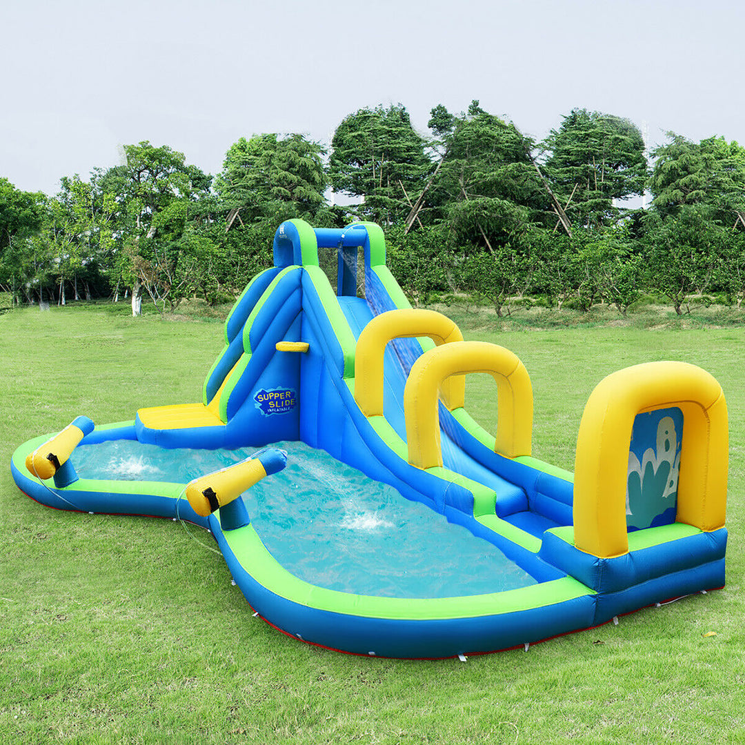 Inflatable Water Slide Kids Bounce House Castle Splash Pool Without Blower Image 2