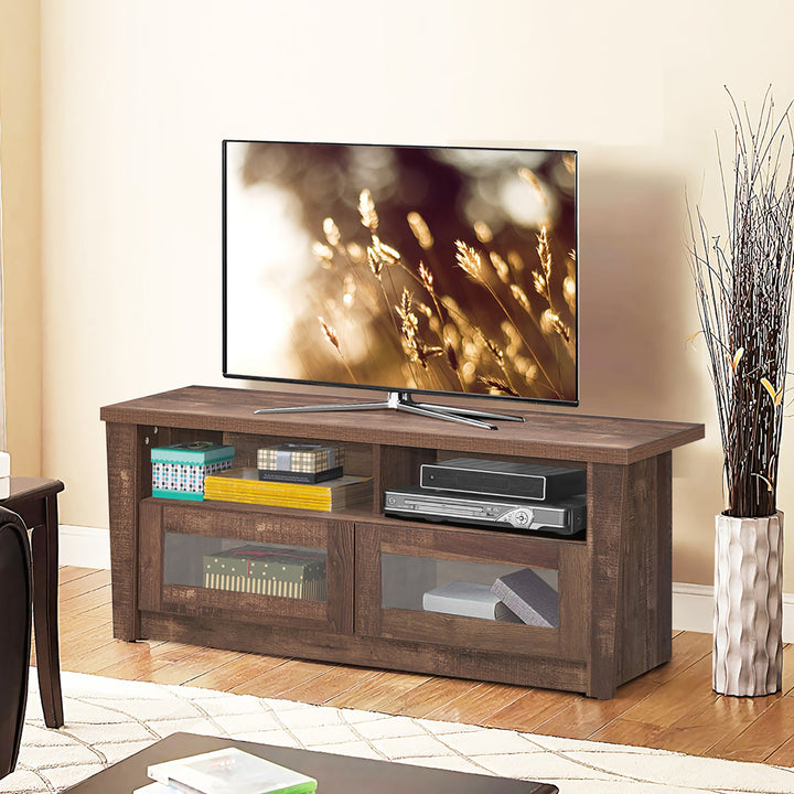 TV Stand Entertainment Center Hold up to 55 TV with 2 Shelves and 2 Door Cabints Image 4