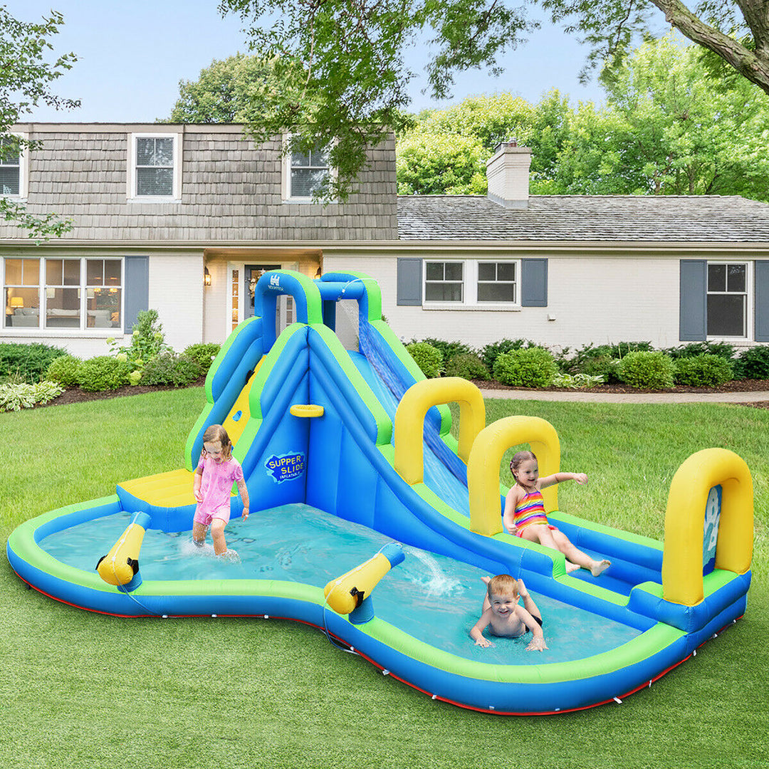 Inflatable Water Slide Kids Bounce House Castle Splash Pool Without Blower Image 4