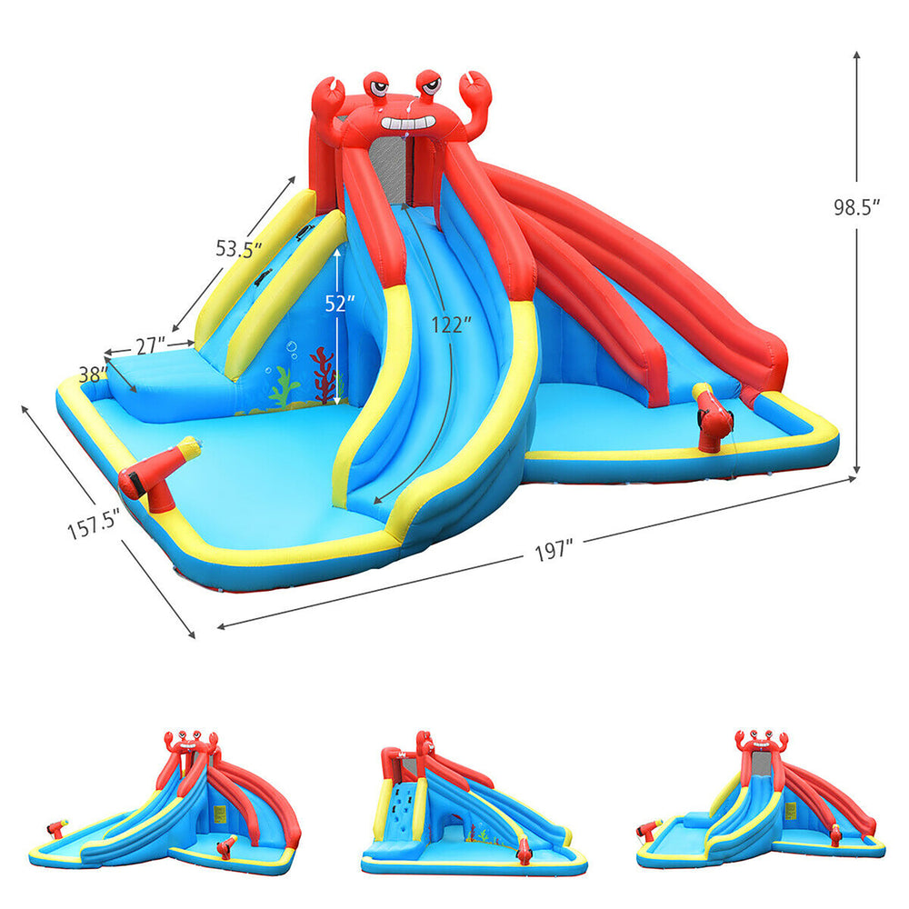 Inflatable Water Slide Crab Dual Slide Bounce House Splash Pool Without Blower Image 2