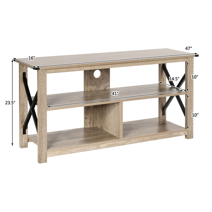 Modern TV Stand for TVs up to 55" w/ 3-Tier Open Shelves Image 2