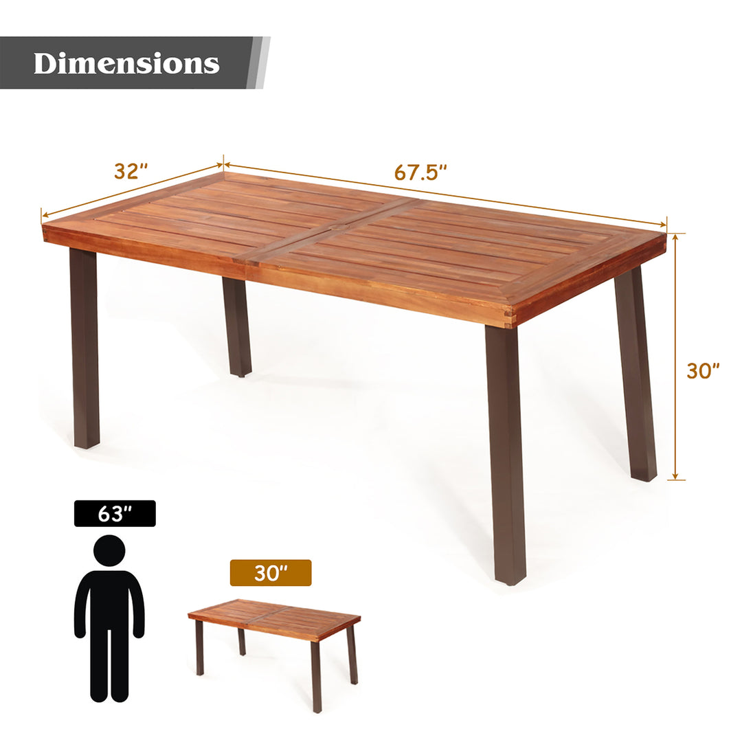 Rectangular Acacia Wood Dining Table Rustic Furniture Indoor andOutdoor Image 3