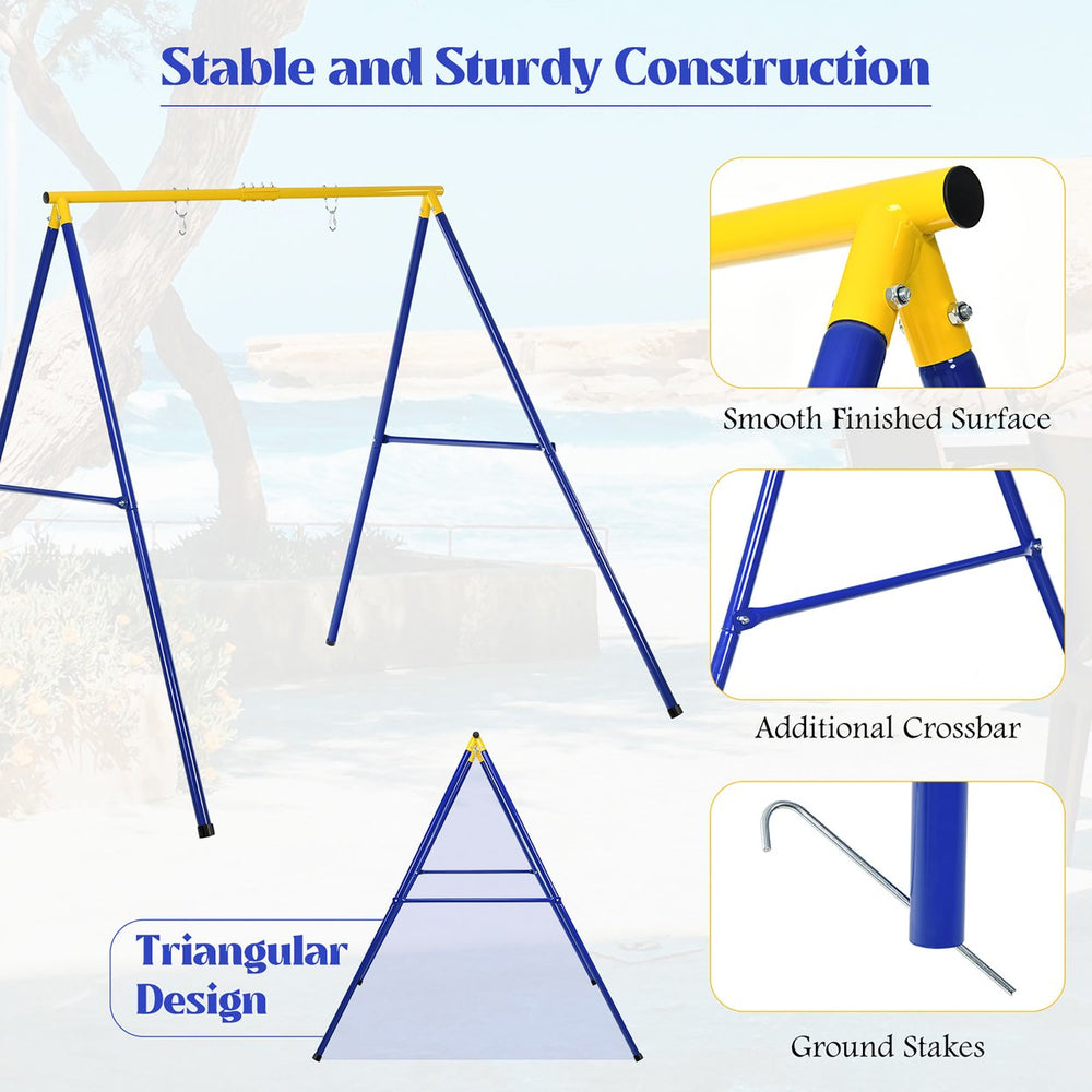 Extra Large Heavy Duty A-Frame Steel Swing Stand Set 40 Nest Tree Swing Yellow Image 2