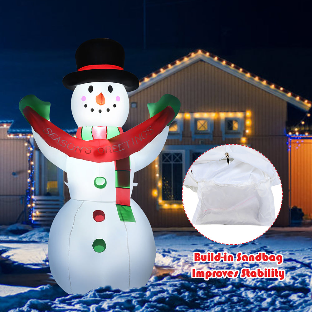 6 FT Inflatable Christmas Snowman w/ LED Lights Blow Up Outdoor Yard Decoration Image 2